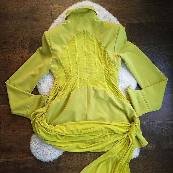 Hanifa Runway Ari Draped Chartreuse Avante Garde Dress - Picture 10 of 15